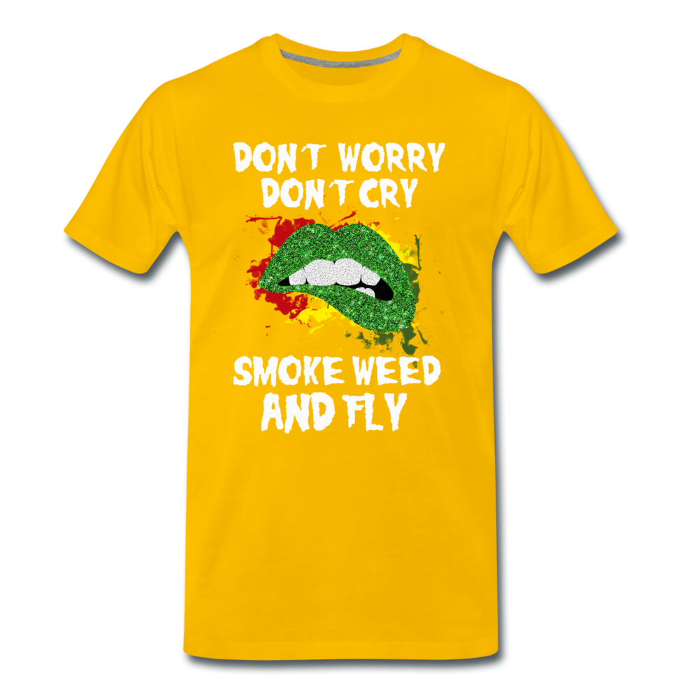 Männer Premium T-Shirt - Smoke Weed and fly - Sonnengelb