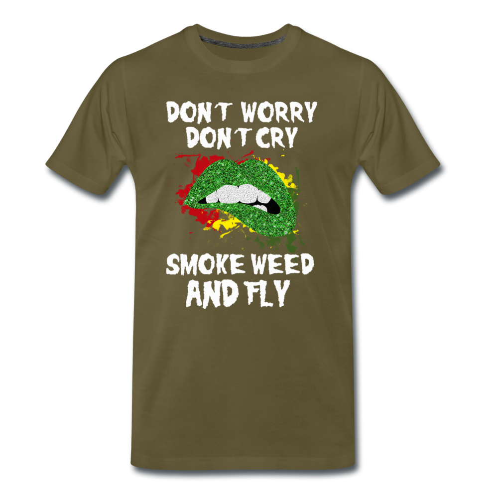 Männer Premium T-Shirt - Smoke Weed and fly - Khaki