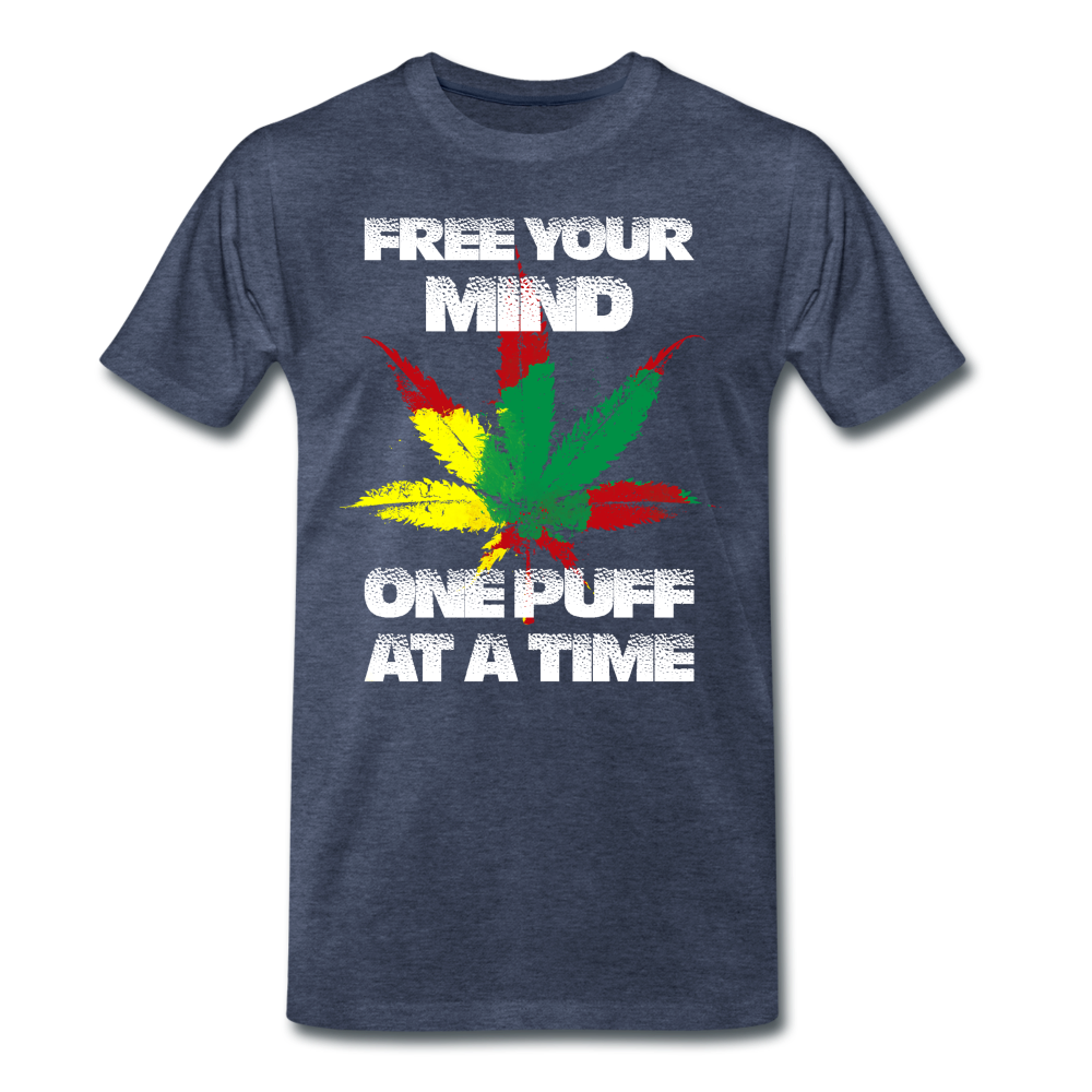 Männer Premium T-Shirt - Free Your Mind - Blau meliert