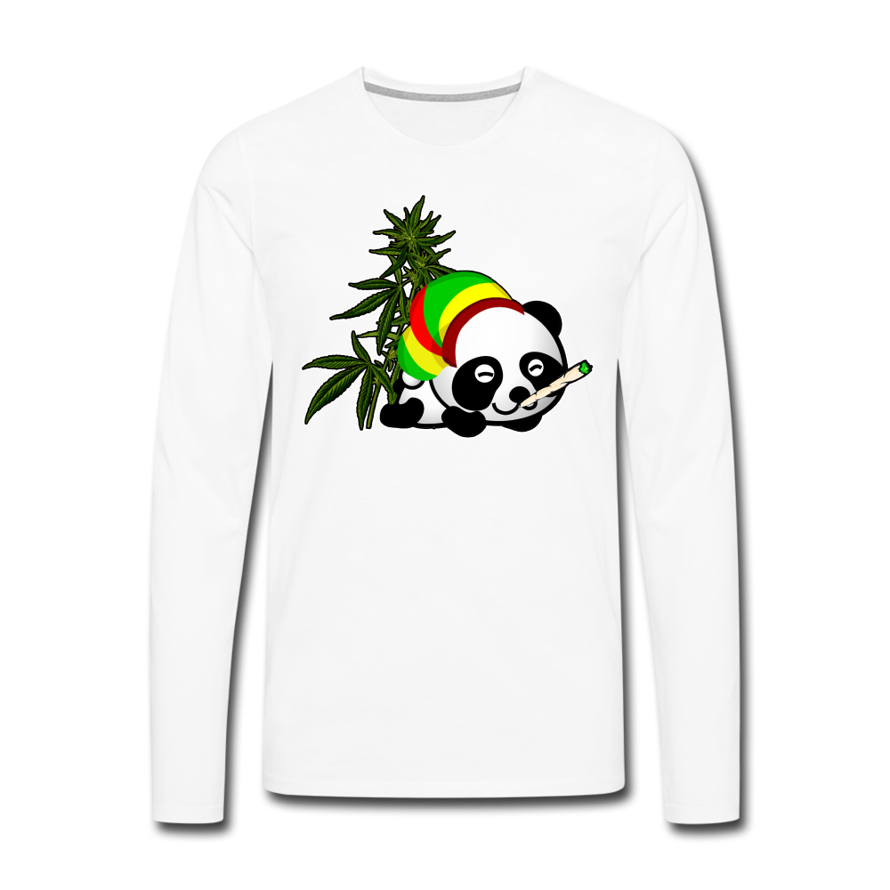 Männer Premium Langarmshirt Panda-Weed - Weiß
