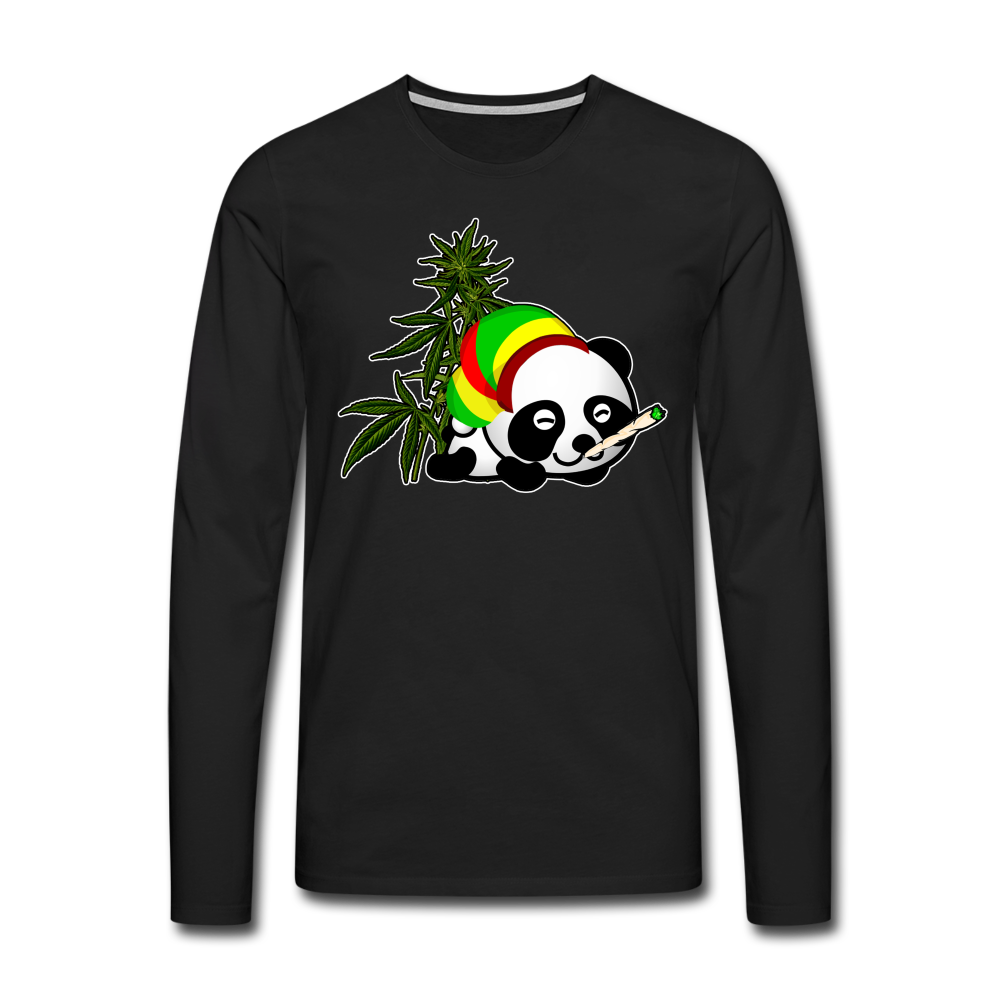 Männer Premium Langarmshirt Panda-Weed - Schwarz