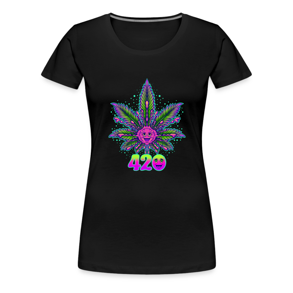 Smile & 420 - Damen Weed Shirt - Schwarz