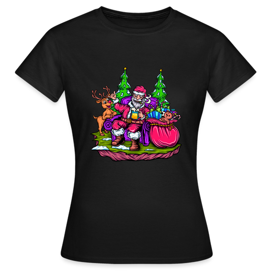 Stoned Santa - Damen Weed Shirt - Schwarz